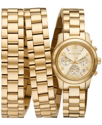 激安! Michael Kors GOLD RUNWAY CHRONOGRAPH MK5698 Michael Kors Runway Chronograph Gold Dial Gold Steel Strap