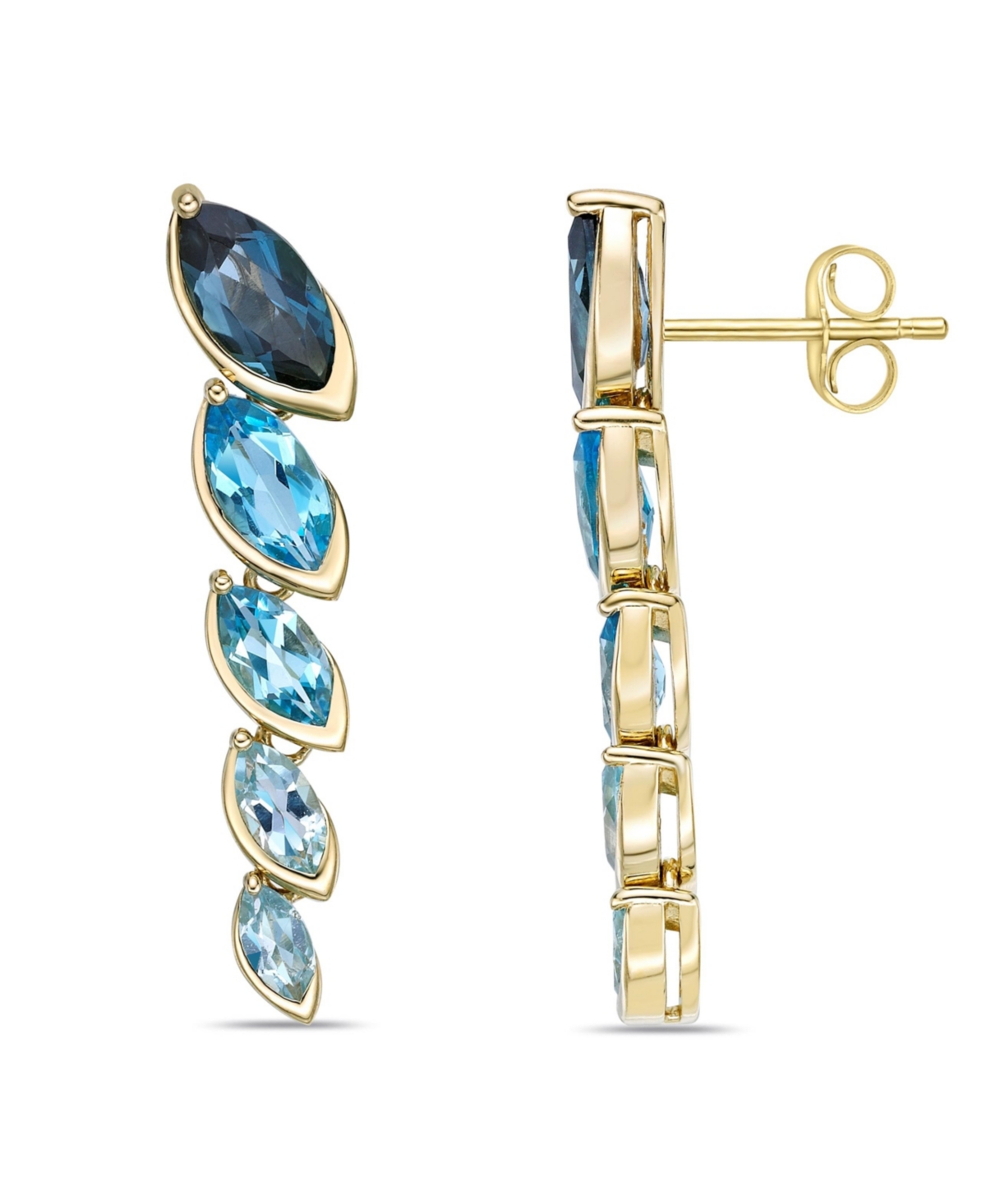 Elegant OmbreMarquise Bezel Set Drop Earrings in 14K Yellow Over Gold Sterling Silver - Blue Topaz
