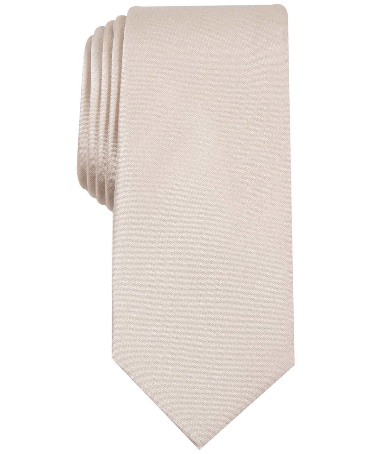 Shop Alfani Men's Solid Texture Slim Tie, Created For Macy's In Taupe