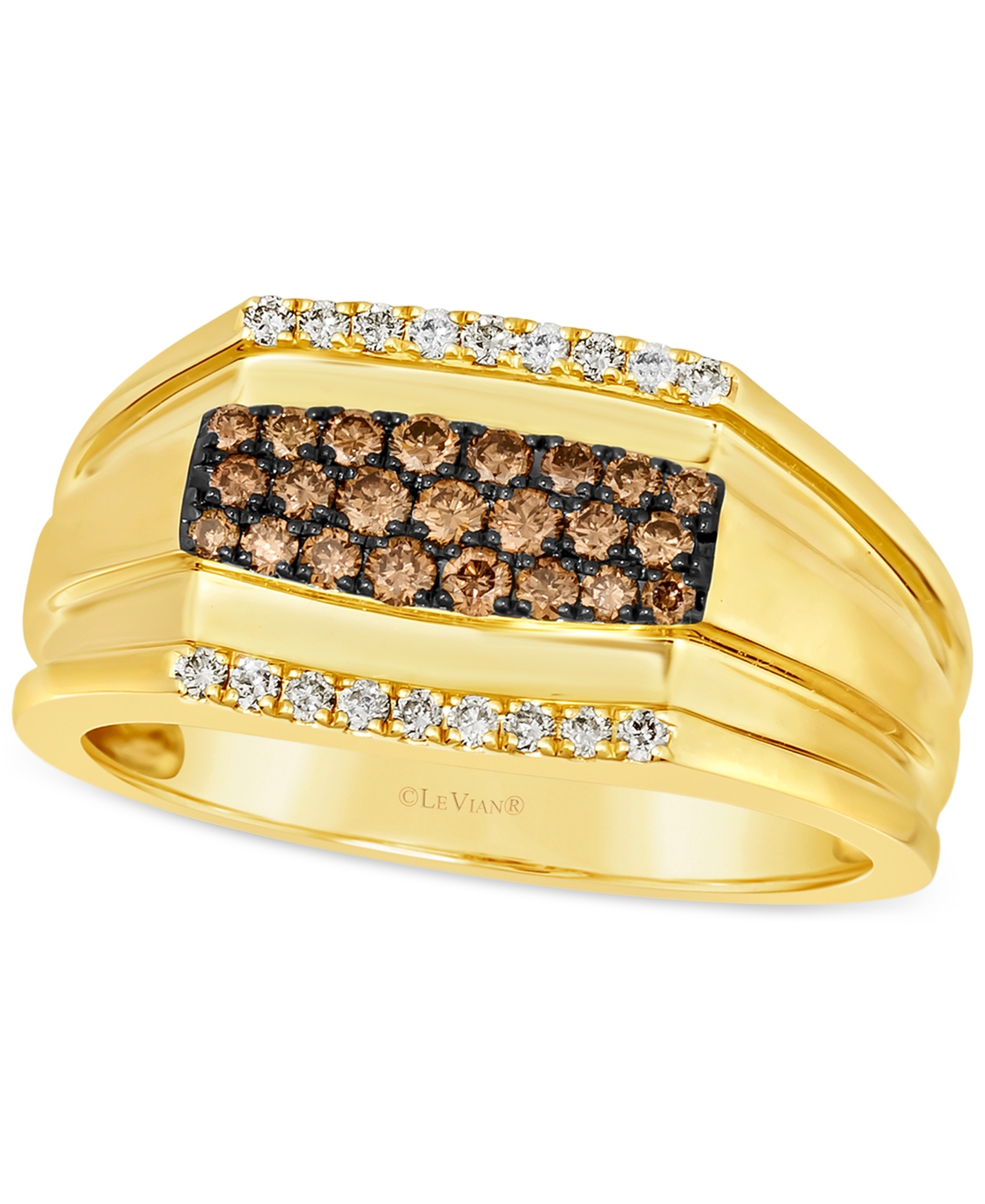 Men's Chocolate Diamond (3/8 ct. t.w.) & Nude Diamond (1/6 ct. t.w.) Cluster Ring in 14k Gold - Yellow Gold