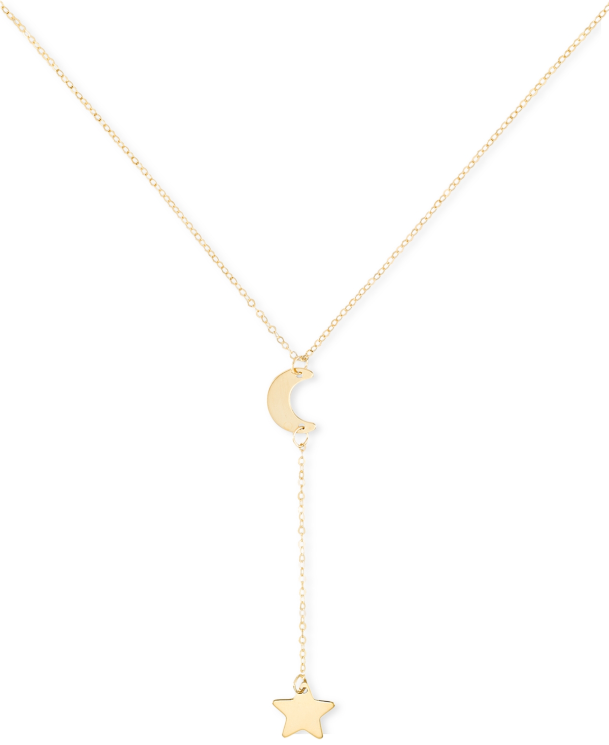 Macy's Polished Moon & Star 18" Lariat Necklace In 10k Gold