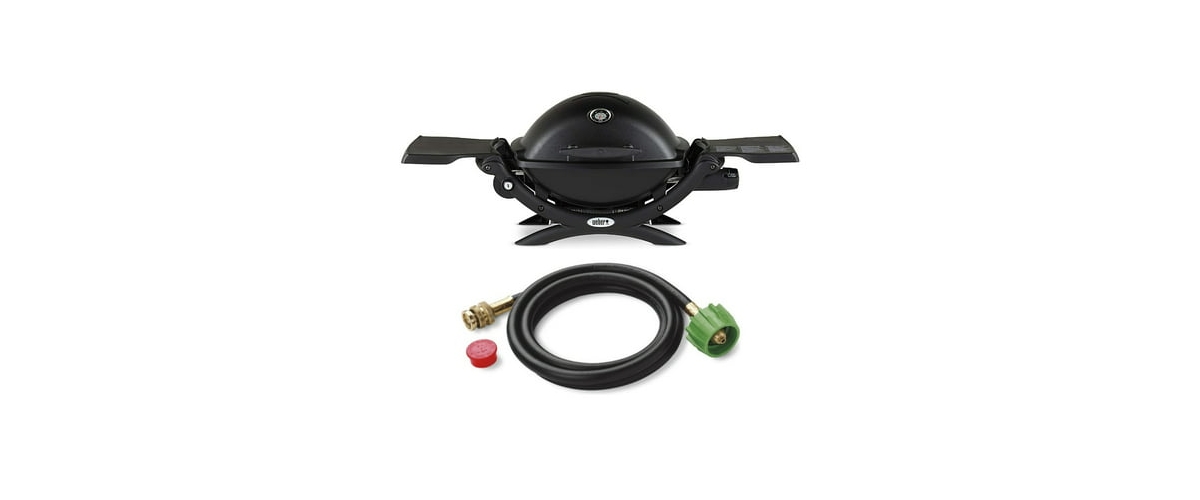 Q 1200 Gas Grill (Black) And Adapter Hose - Black