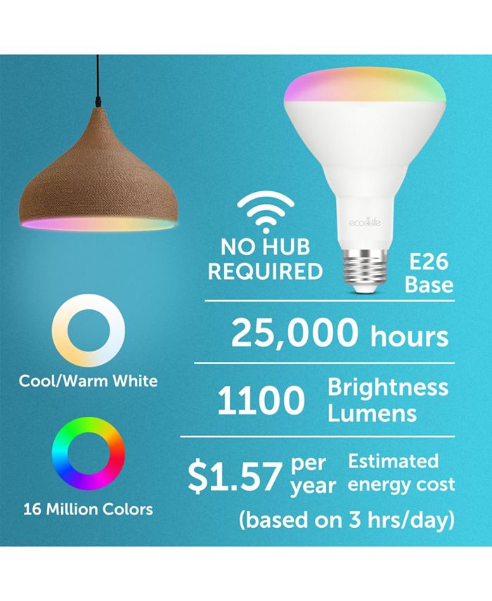 Eco4Life Smart Wi-Fi LED BR30 Bulb with Color Changing & Dimmable - Macy's