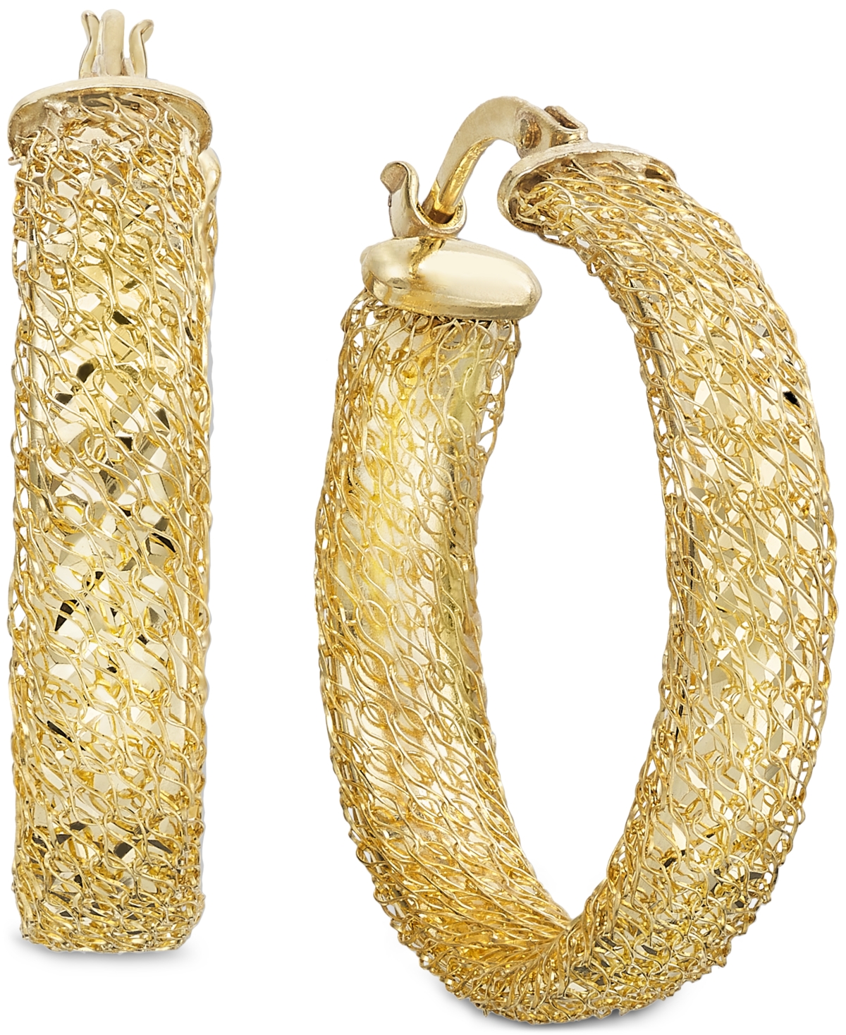 Textured Weave Small Hoop Earrings in 10k Gold, 20mm - Gold