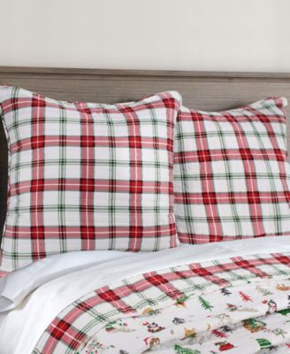 Meowy Christmas Plaid 2-Pc. Sham Set, European