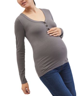 Velour Henley Contrast Maternity Top