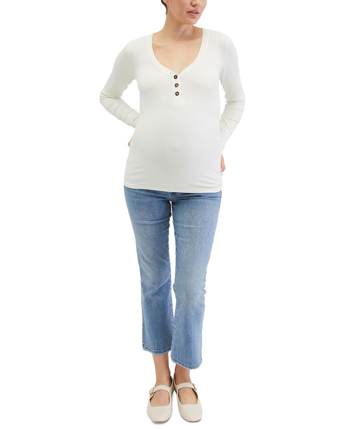 Motherhood Maternity Ribbed Knit Henley Maternity Top Macy's