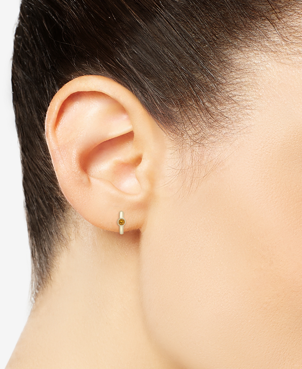 2-Pc. Set Citrine (3/8 ct. t.w.) & Lab-grown White Sapphire (1/20 ct. t.w.) Huggie Hoop and Chain Drop Earrings in 14k Gold-Plated Sterling Silver - G