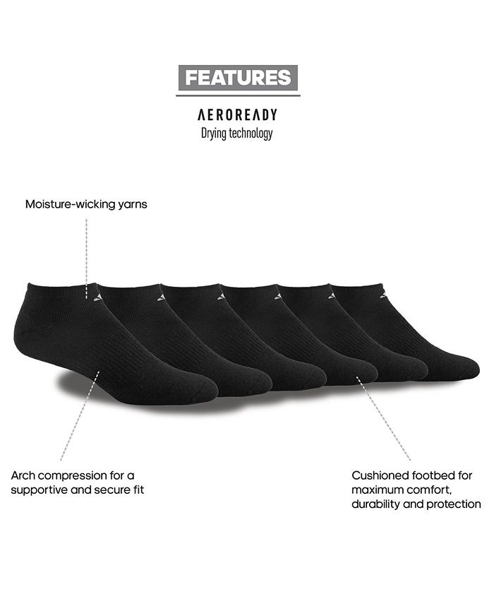 adidas Men's NoShow Athletic Extended Size Socks, 6 Pack Macy's