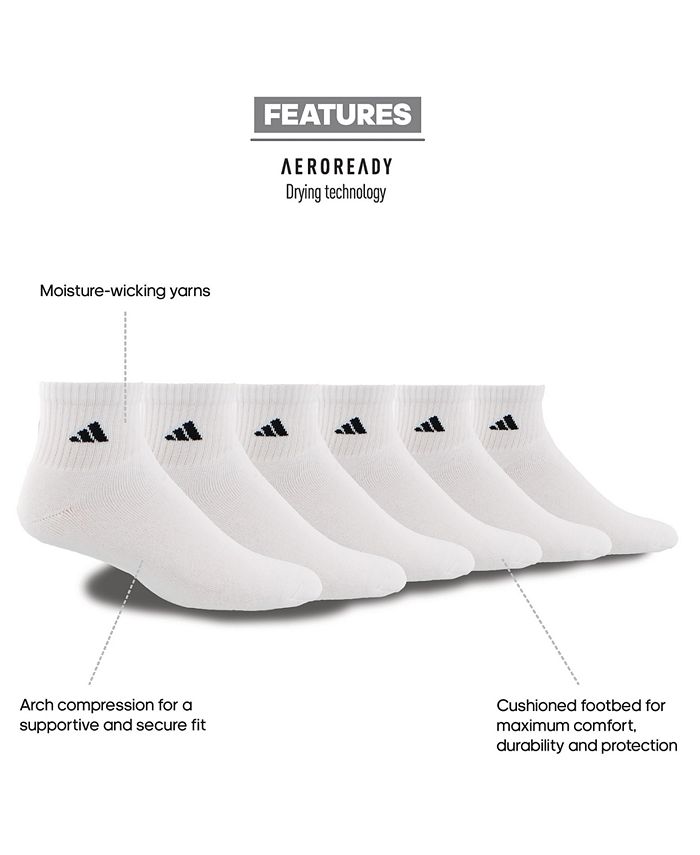 adidas Men's Cushioned Quarter Extended Size Socks, 6Pack Macy's