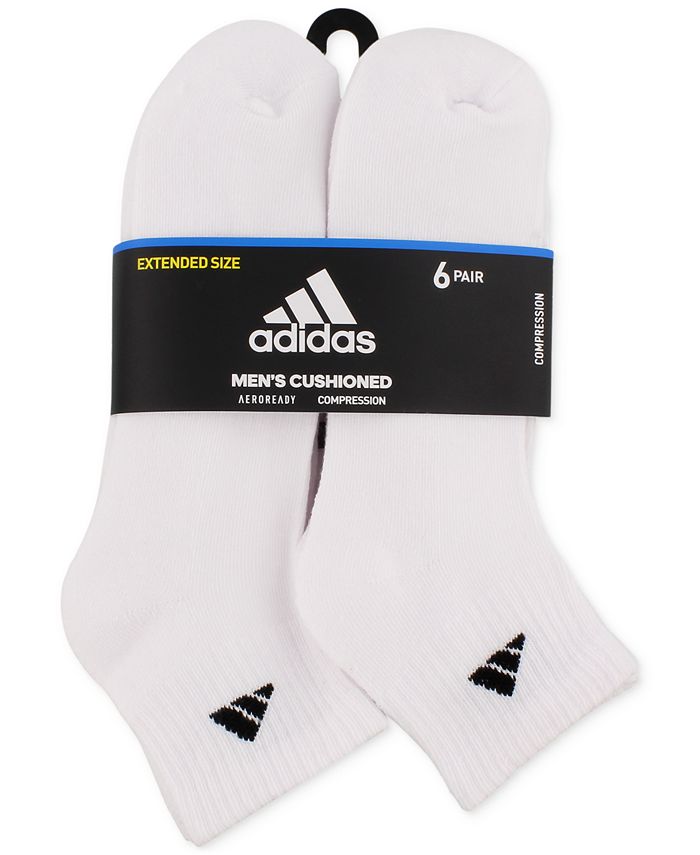 adidas Men's Cushioned Quarter Extended Size Socks, 6-Pack - Macy's