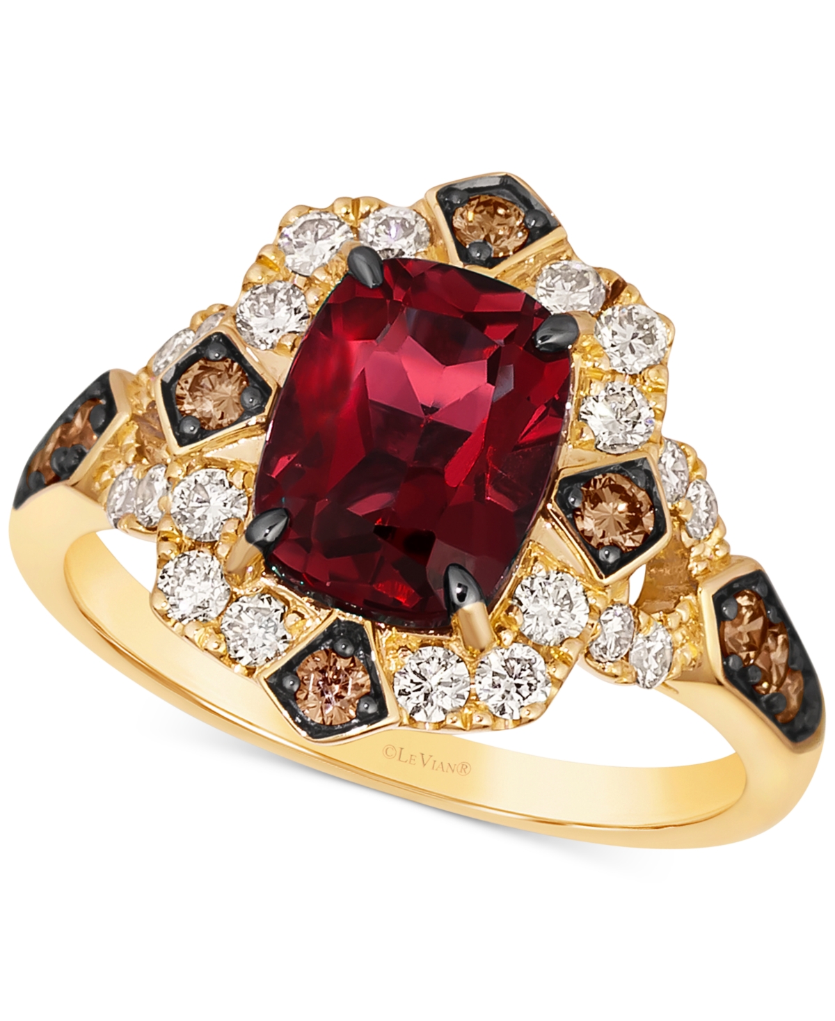 Le Vian Pomegranate Garnet (2-5/8 ct. t.w.) & Diamond (5/8 ct. t.w.) Halo Ring in 14k Gold