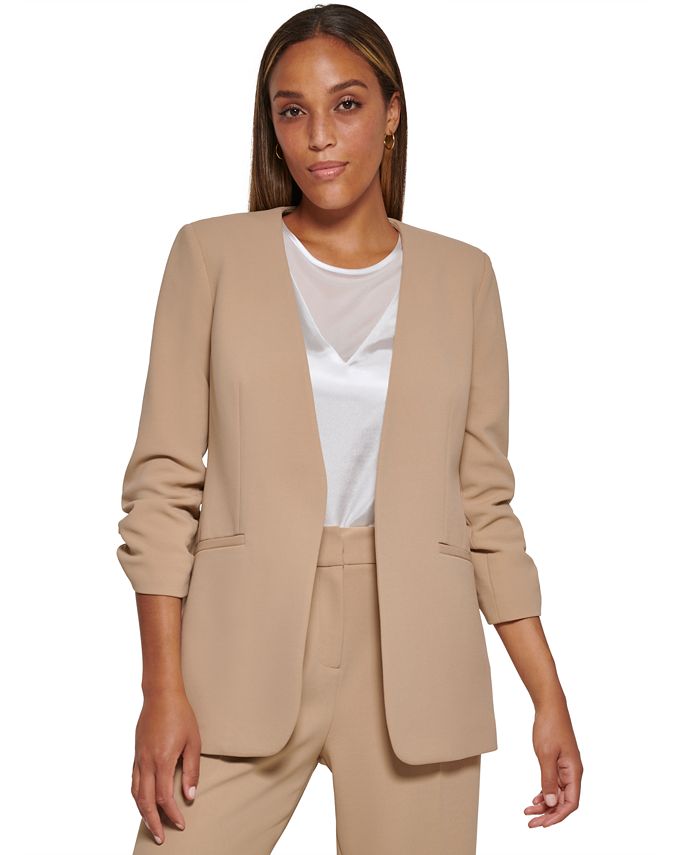 Calvin Klein Women's Ruched-Sleeve Open-Front Jacket & Reviews - Jackets &  Blazers - Women - Macy's