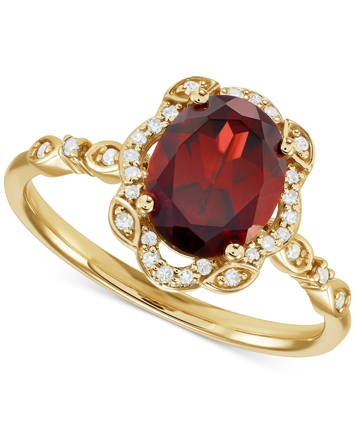 Macy's Garnet (2-1/4 Ct. T.w.) & Diamond (1/8 Ct. T.w.) Halo Ring In 14k Gold