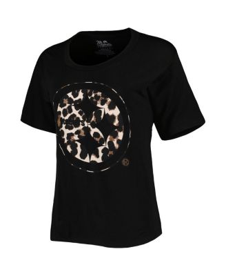 Women's Threads T.J. Watt Black Pittsburgh Steelers Leopard Player Name and Number Tri-Blend T-shirt