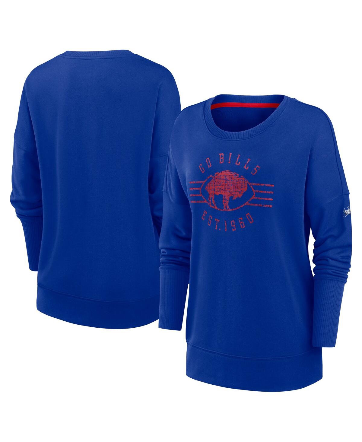 Shop Nike Women's  Royal Buffalo Bills Rewind Playback Icon Performance Pullover Sweatshirt