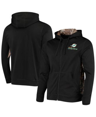 Men's Black, Realtree Camo Miami Dolphins Decoy Tech Fleece Full-Zip Hoodie
