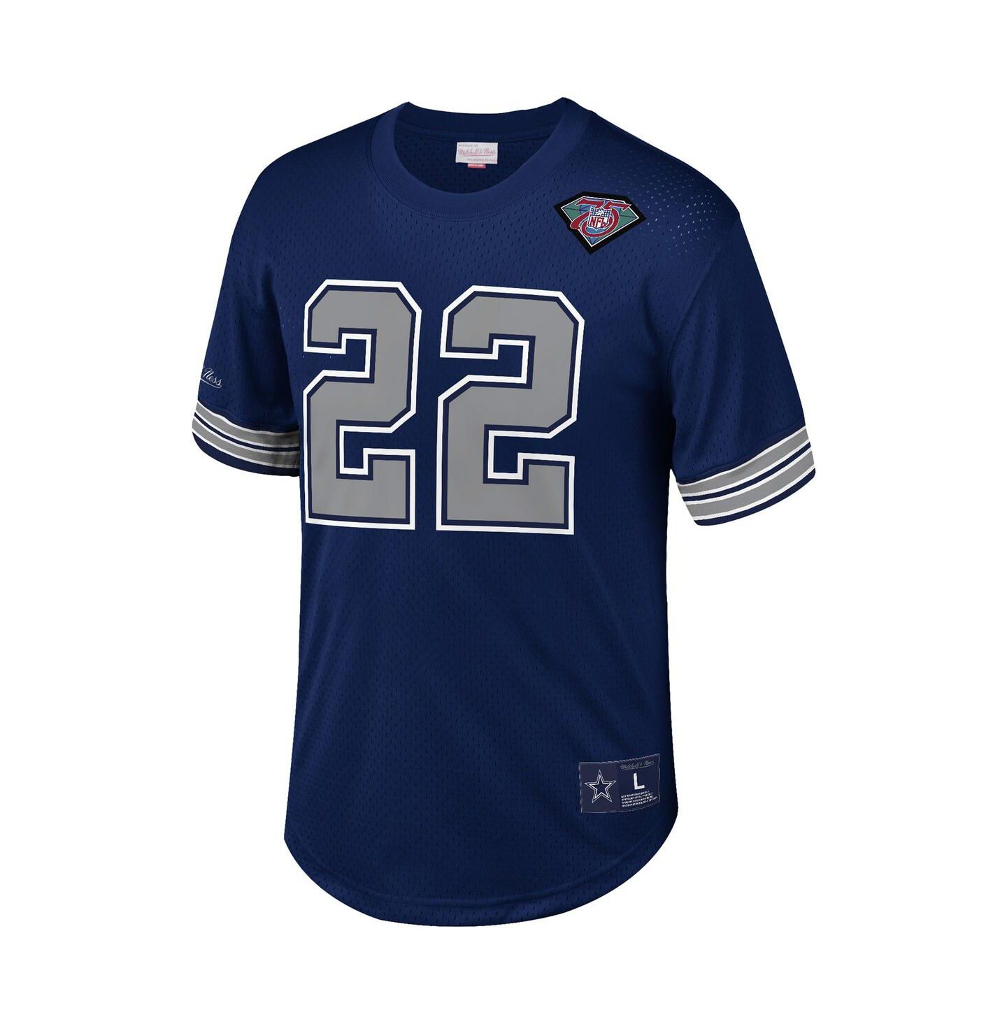 Мужской топ Mitchell & Ness Emmitt Smith Navy Dallas Cowboys Retired Player Name and Number Mesh — фото 3