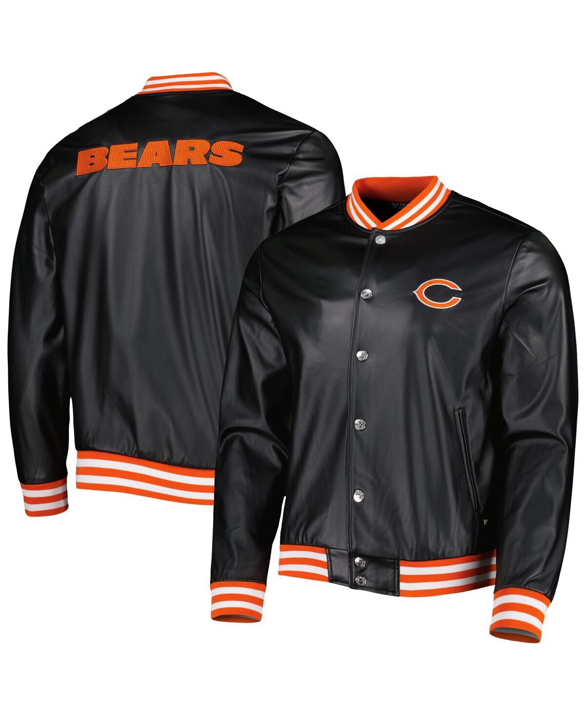 Shop The Wild Collective Men's  Black Chicago Bears Metallic Bomber Full-snap Jacket