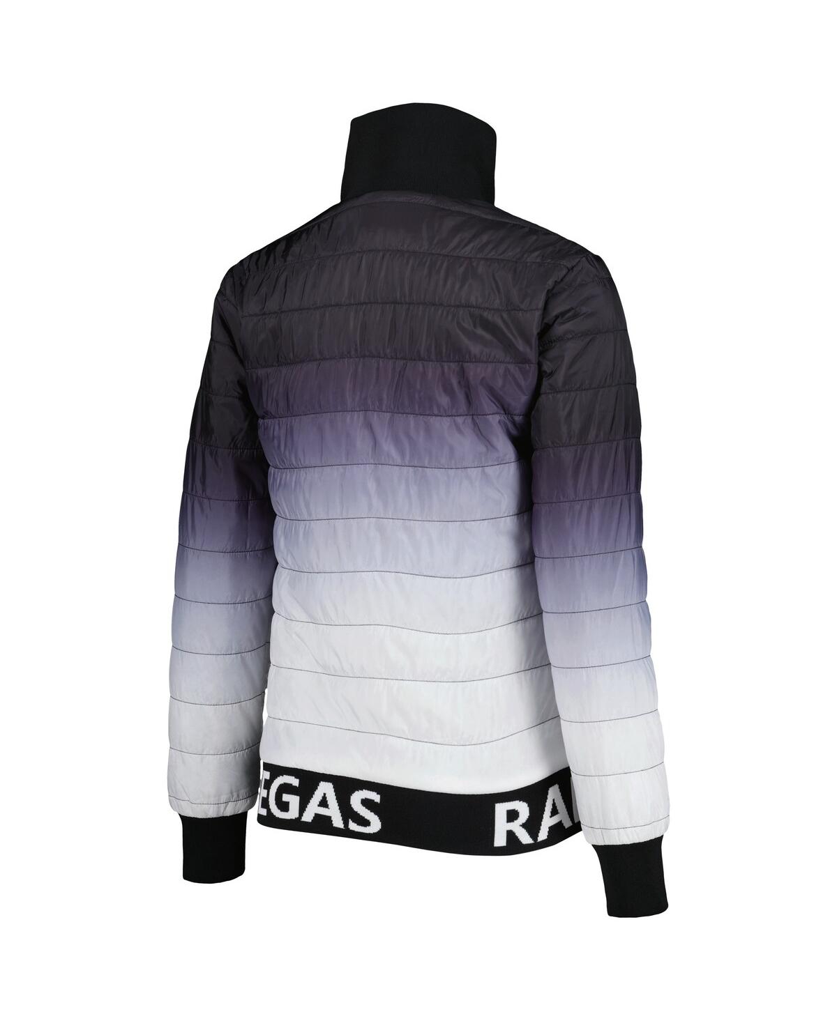 The Wild Collective Women's  Black, Silver Las Vegas Raiders Color Block Full-zip Puffer Jacket In Black,silver