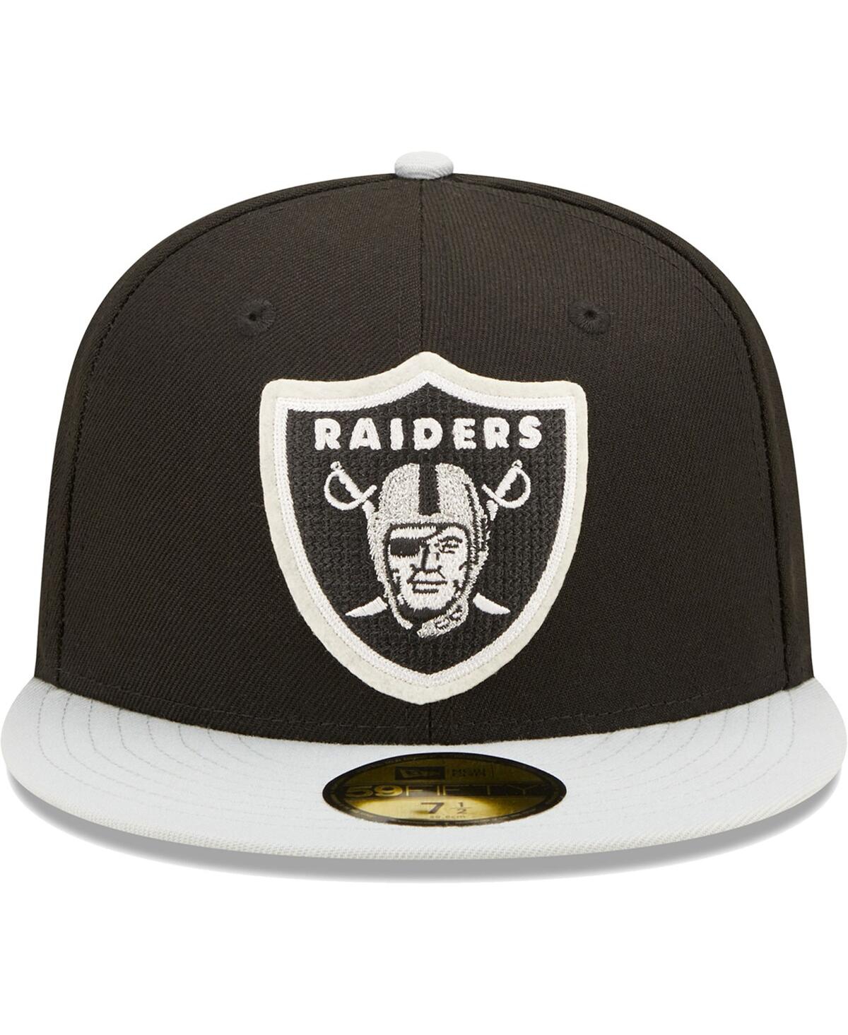 Shop New Era Men's  Black, Silver Las Vegas Raiders Super Bowl Xviii Letterman 59fifty Fitted Hat In Black,silver