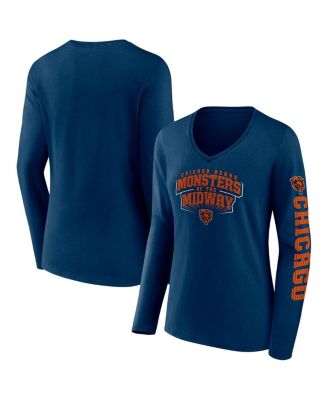 Women's Navy Chicago Bears Hometown Sweep Long Sleeve V-Neck T-shirt