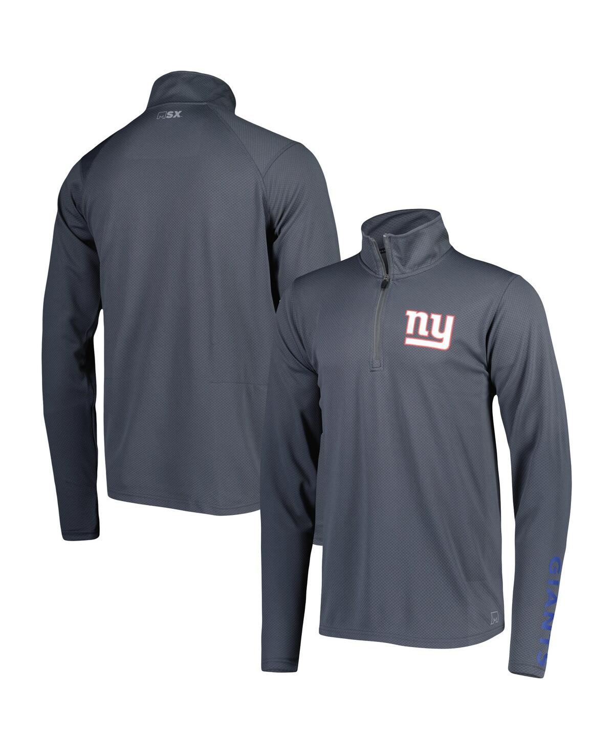 Shop Msx By Michael Strahan Men's  Charcoal New York Giants Quarter-zip Sweatshirt