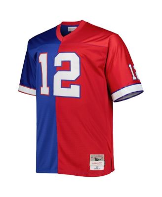 Men's Jim Kelly Royal and Red Buffalo Bills Big and Tall Split Legacy Retired Player Replica Jersey