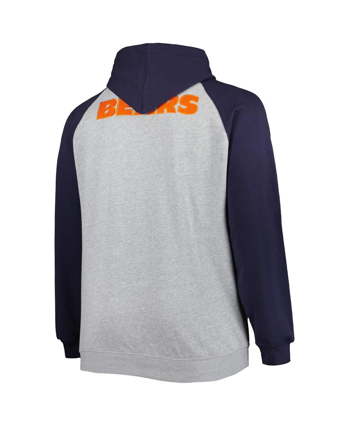 PROFILE MEN'S HEATHER GRAY CHICAGO BEARS BIG AND TALL FLEECE RAGLAN FULL-ZIP HOODIE JACKET 