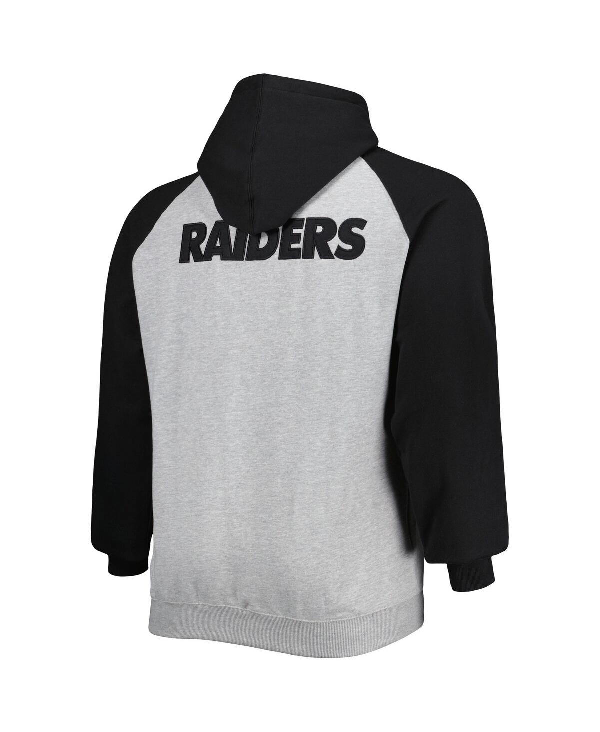 Shop Profile Men's Heather Gray Las Vegas Raiders Big And Tall Fleece Raglan Full-zip Hoodie Jacket