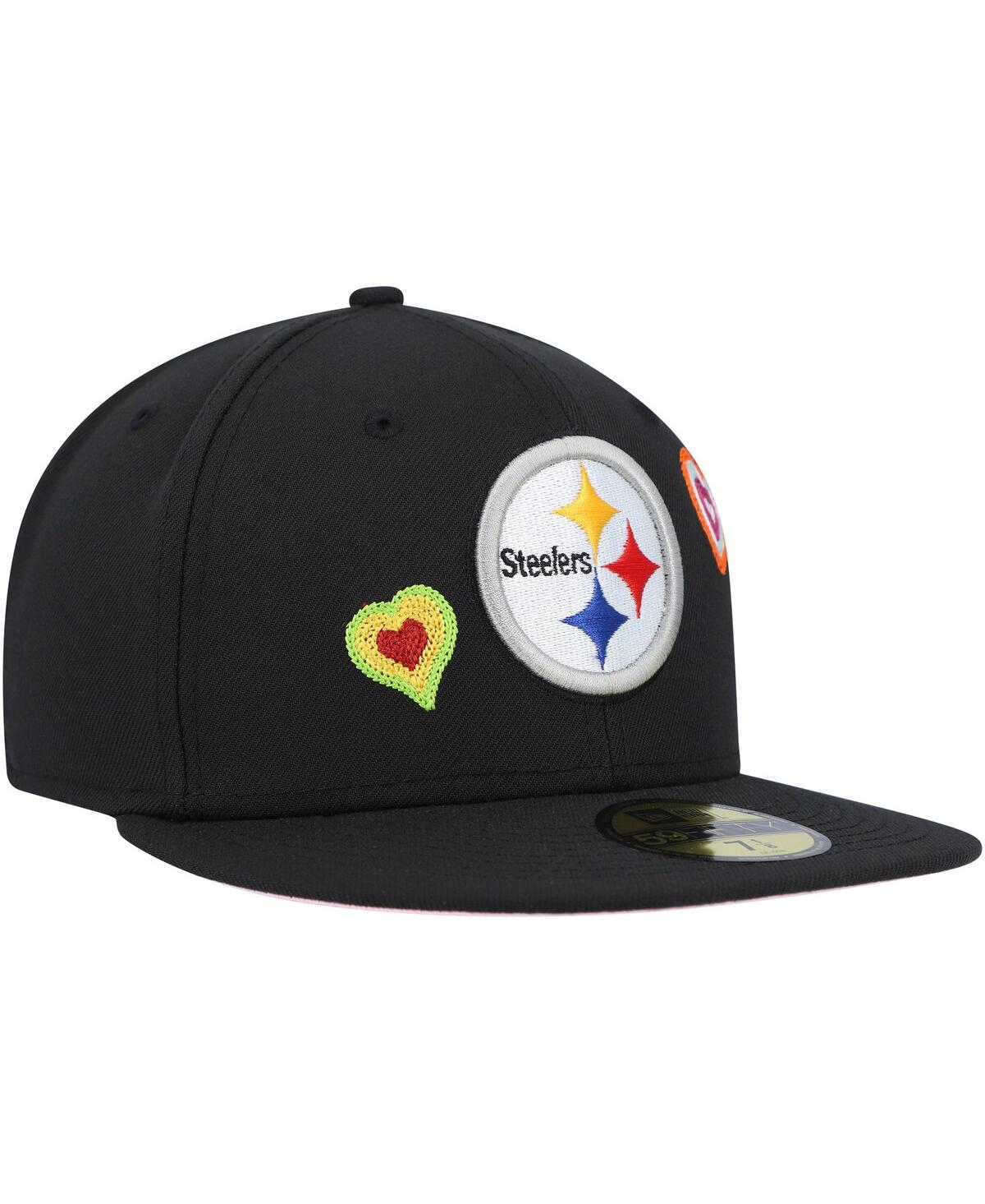 Men's New EraPittsburgh Steelers Chain Stitch Heart 59FIFTY Fitted Hat - Black
