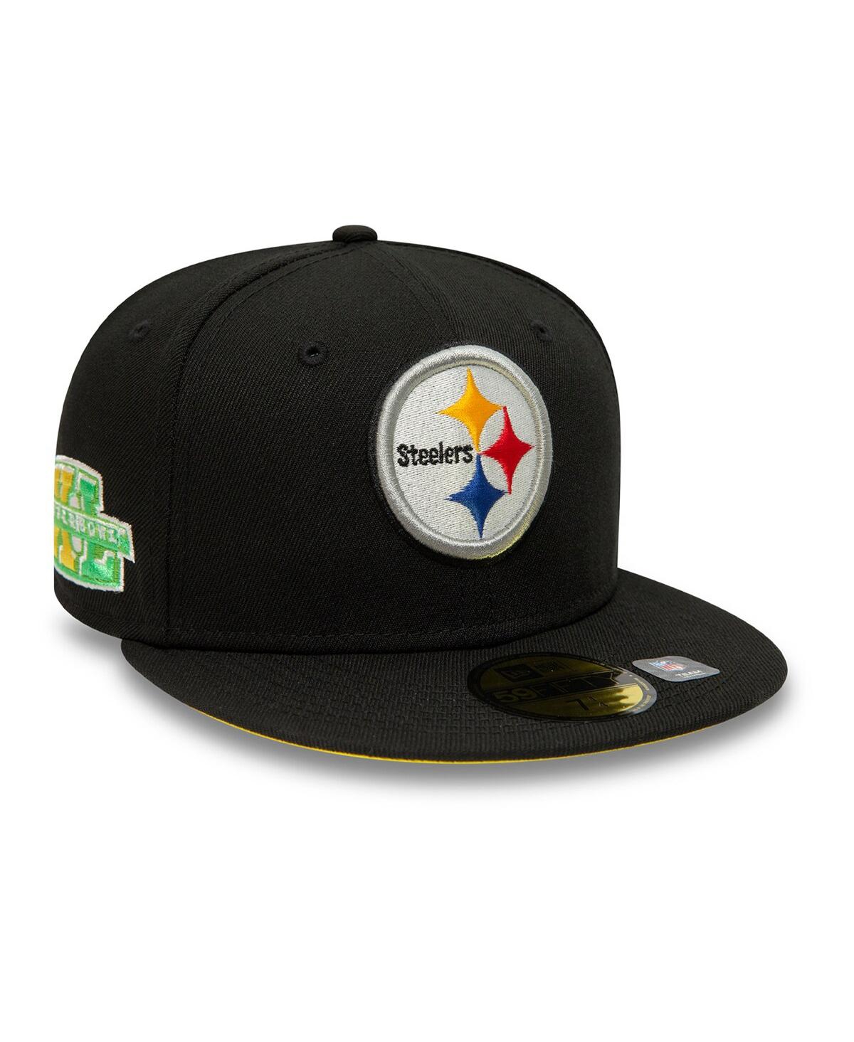 Shop New Era Men's  Black Pittsburgh Steelers Super Bowl Xl Citrus Pop 59fifty Fitted Hat