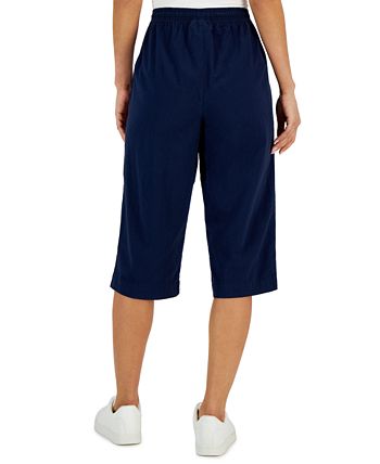 Karen Scott Women's Quinn Cotton Pull-On Capri Pants, Created for Macy ...