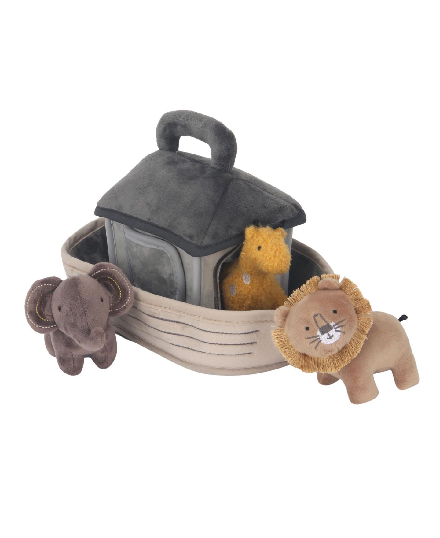 Детская мягкая игрушка Lambs & Ivy Baby Noah Interactive Plush Boat/Ark with Stuffed Animal Toys, цвет: Серо-коричневый — фото 2
