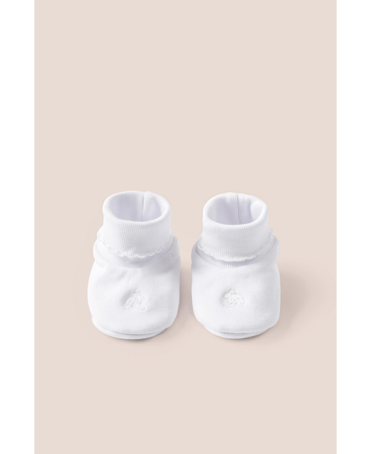 Babycottons Girls Logo White With Pink Cuffed Booties Made With Peruvian Pima Cotton For Infants
