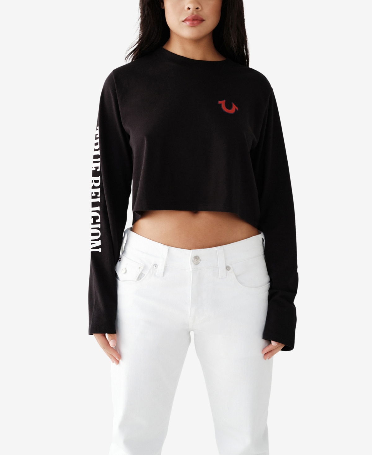 True Religion Women's Heritage Relaxed Long Sleeve T-shirt In Jet Black