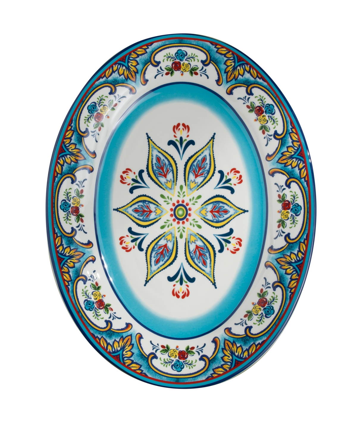 Shop Euro Ceramica Zanzibar Ceramic Artisan Design 16" Oval Serving Platter In Multi