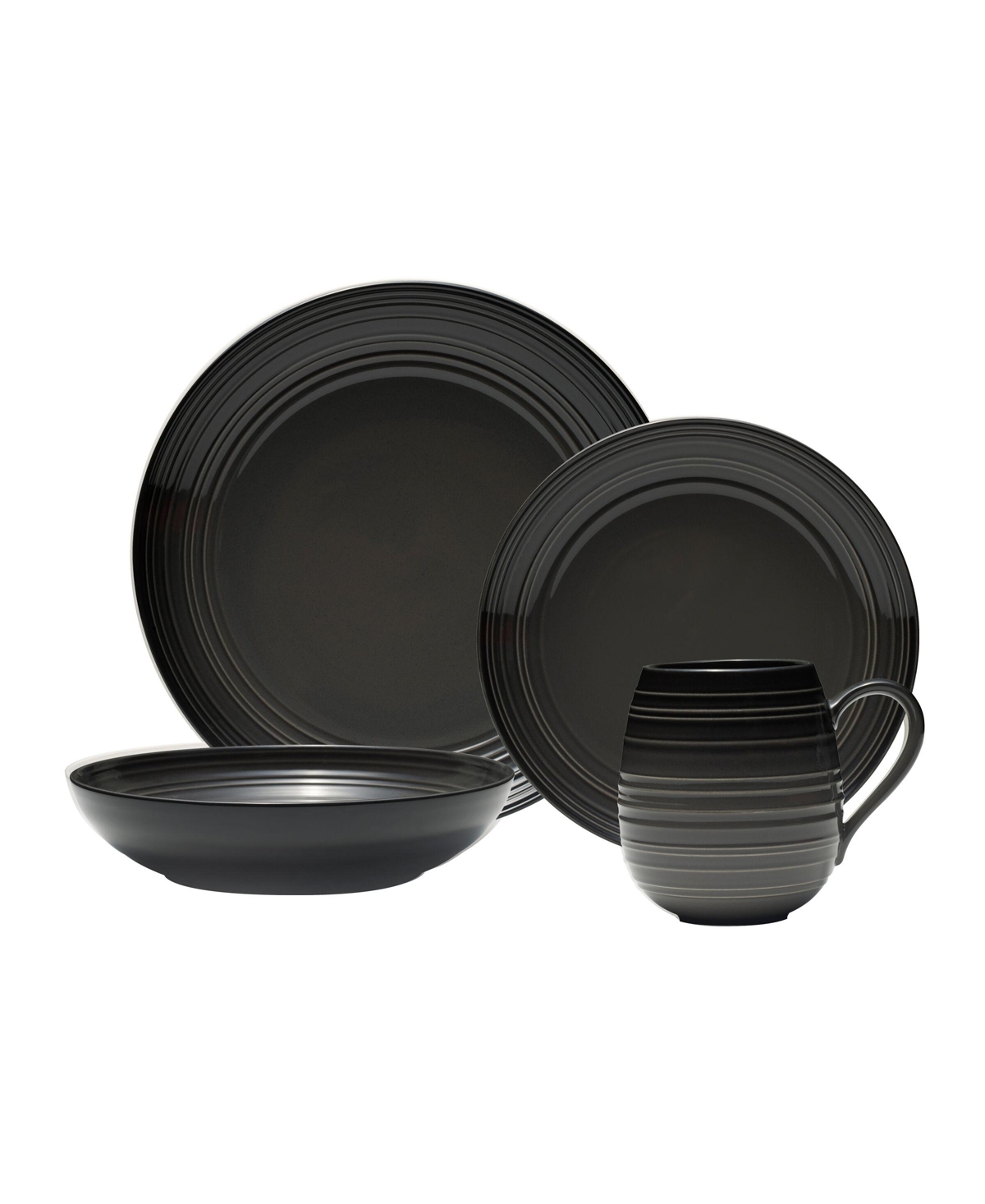 Swirl Graphite Coupe 4 Piece Place Setting - Gray