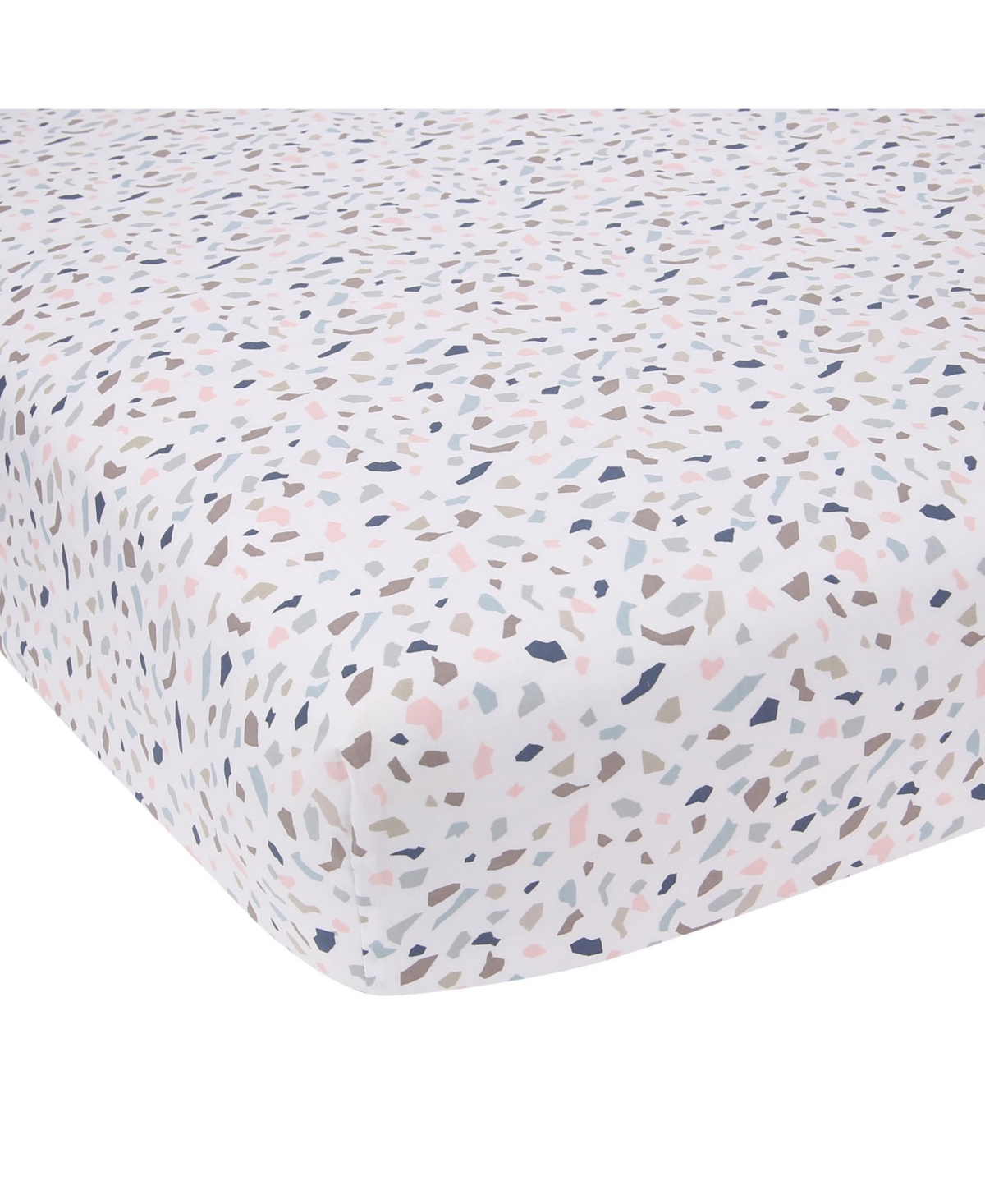 Lambs & Ivy Baby Signature Terrazzo Abstract Organic Cotton Fitted Crib Sheet - White