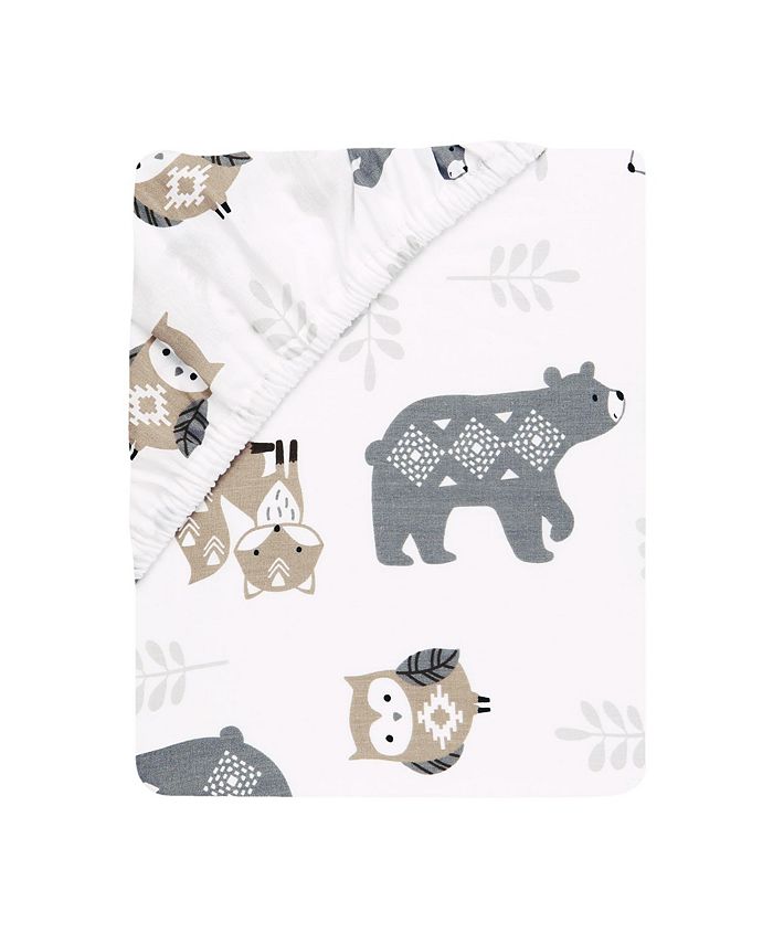 Lambs & Ivy Woodland Forest White/Gray Animal 100 Cotton Baby Fitted