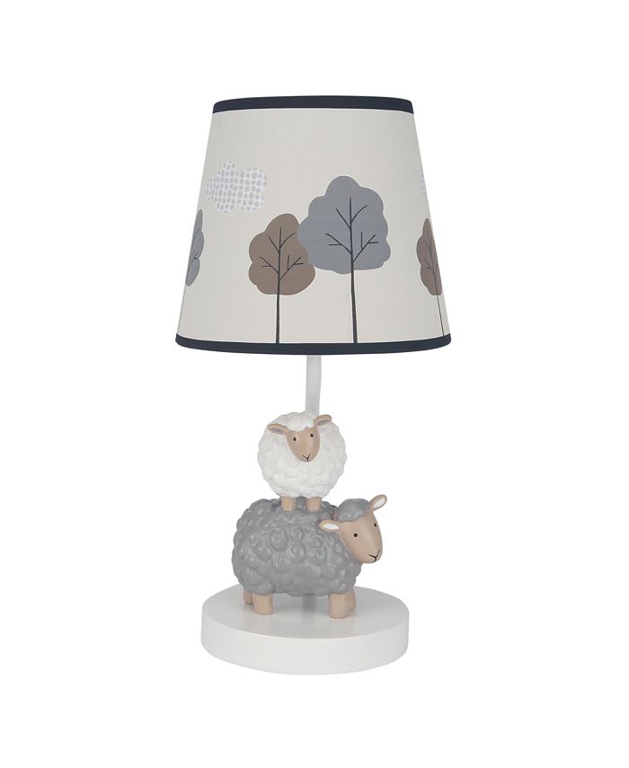 Lambs & Ivy Baby Farm Grey/White Lamb/Sheep Nursery Lamp with Shade