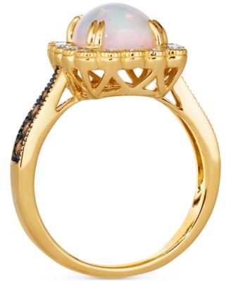 Neopolitan Opal (1-1/4 ct. t.w.) & Diamond (1/2 ct. t.w.) Halo Ring in 14k Gold