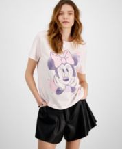 Seventyseven Lifestyle Damen Disney T-Shirt Mickey Mouse Glitzer Print  weiss rosa