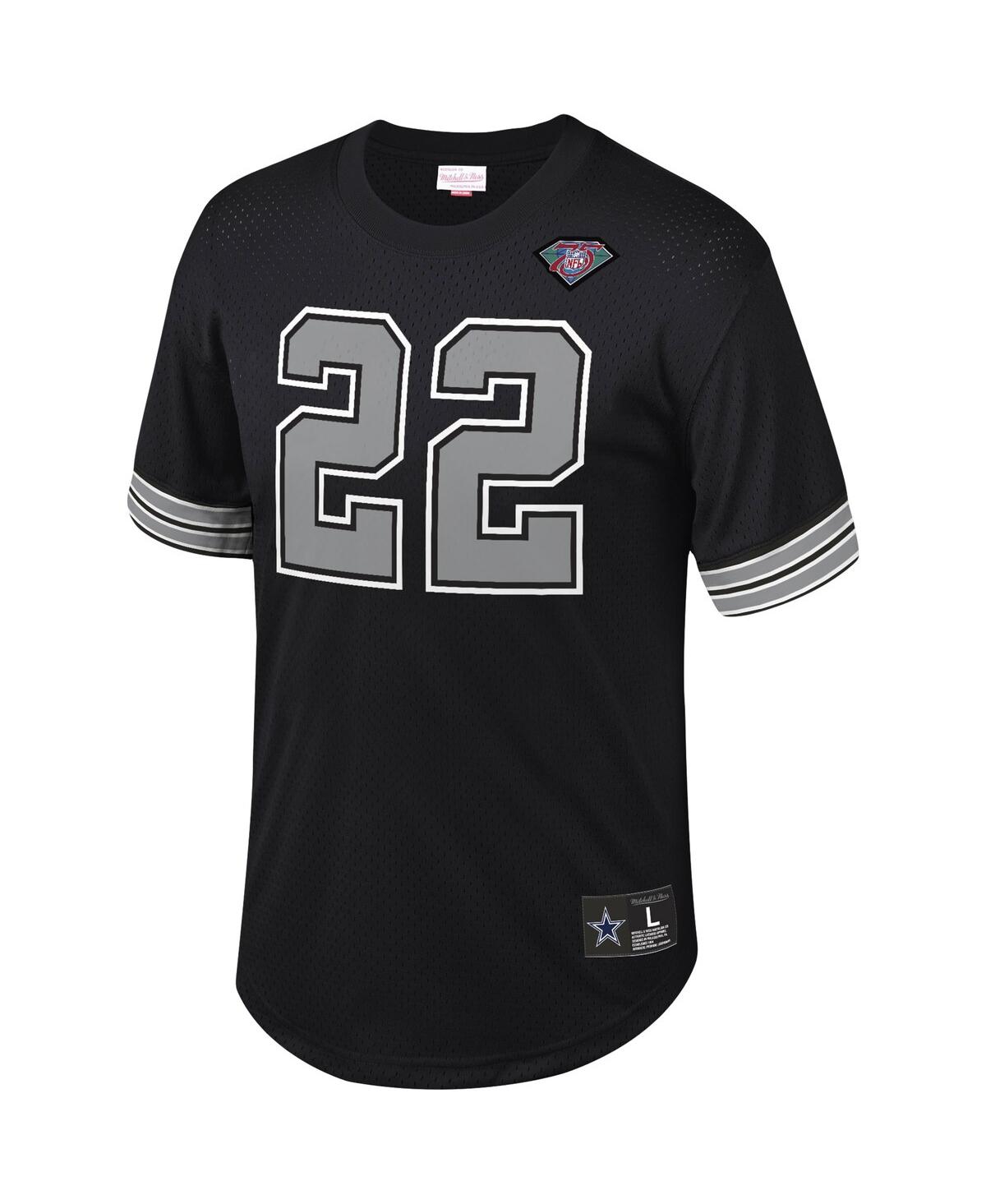 Shop Mitchell & Ness Men's  Emmitt Smith Black Dallas Cowboys Retired Player Name And Number Mesh Top