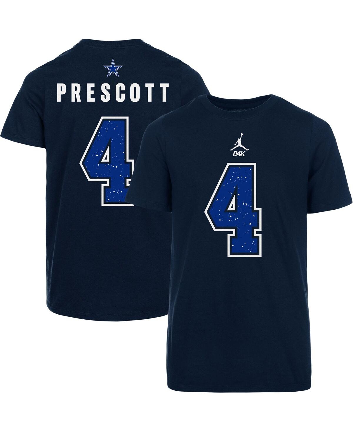 Jordan Big Boys  Brand Dak Prescott Navy Dallas Cowboys Name And Number T-shirt In Navy