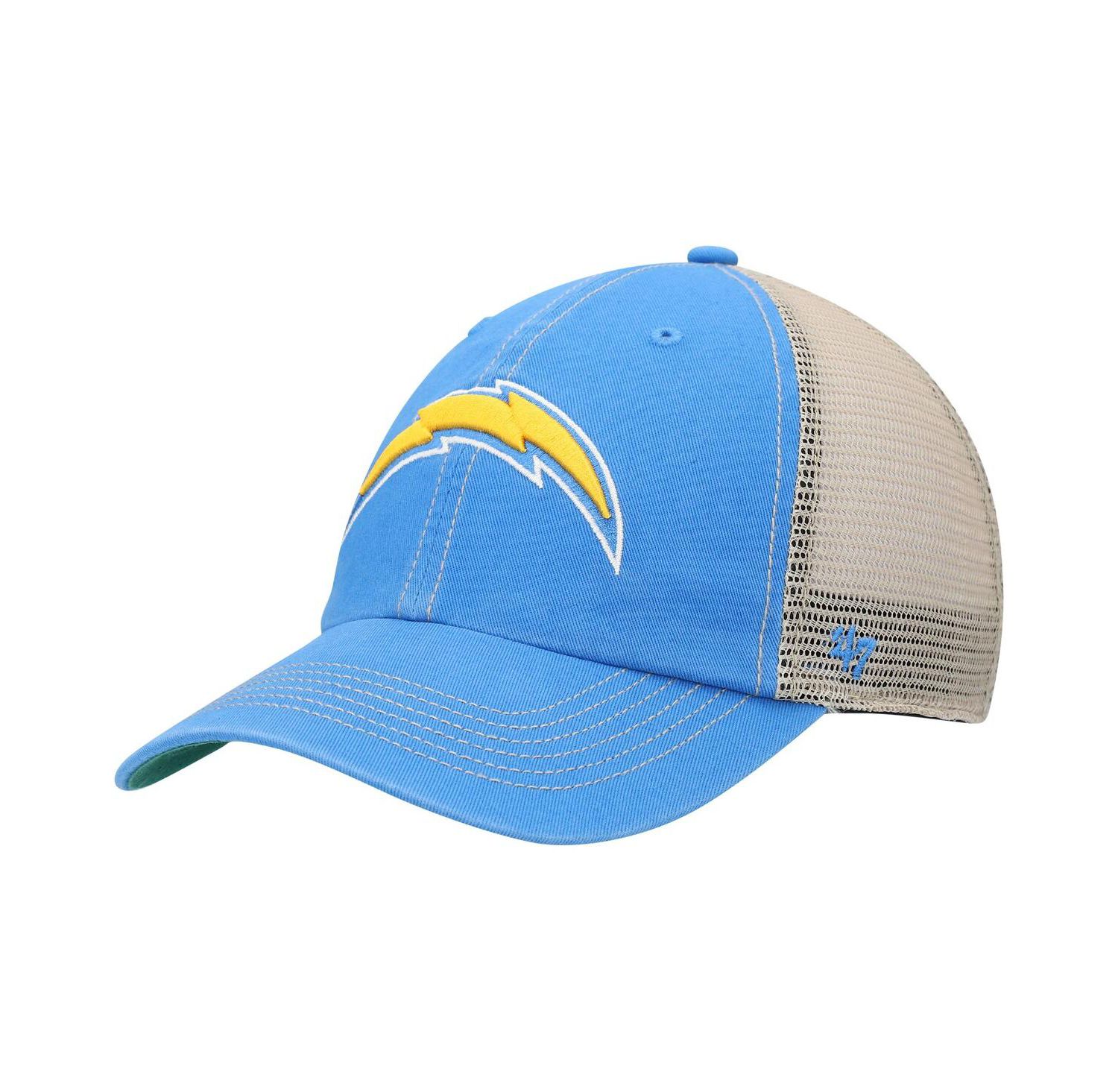Men's Powder Blue, Natural Los Angeles Chargers Trawler Trucker Clean Up Snapback Hat
