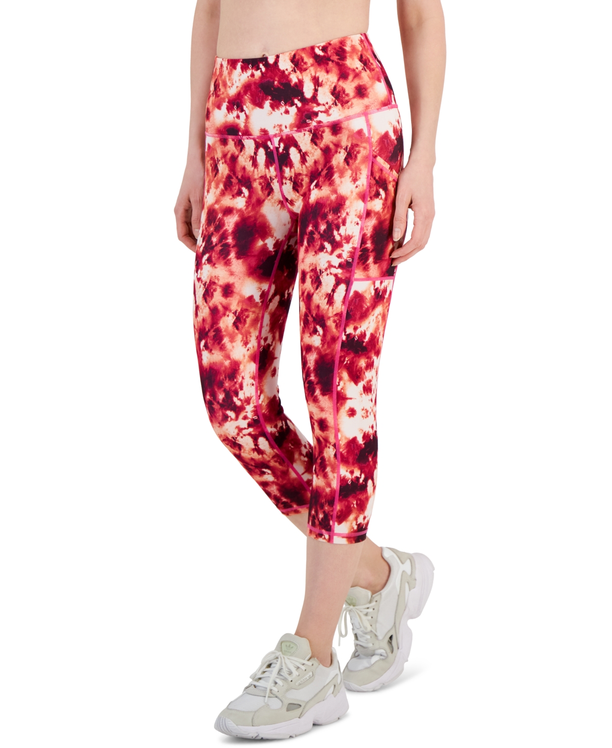 Women's Compression Printed Crop Side-Pocket Leggings, Created for Macy's - Pink Shock