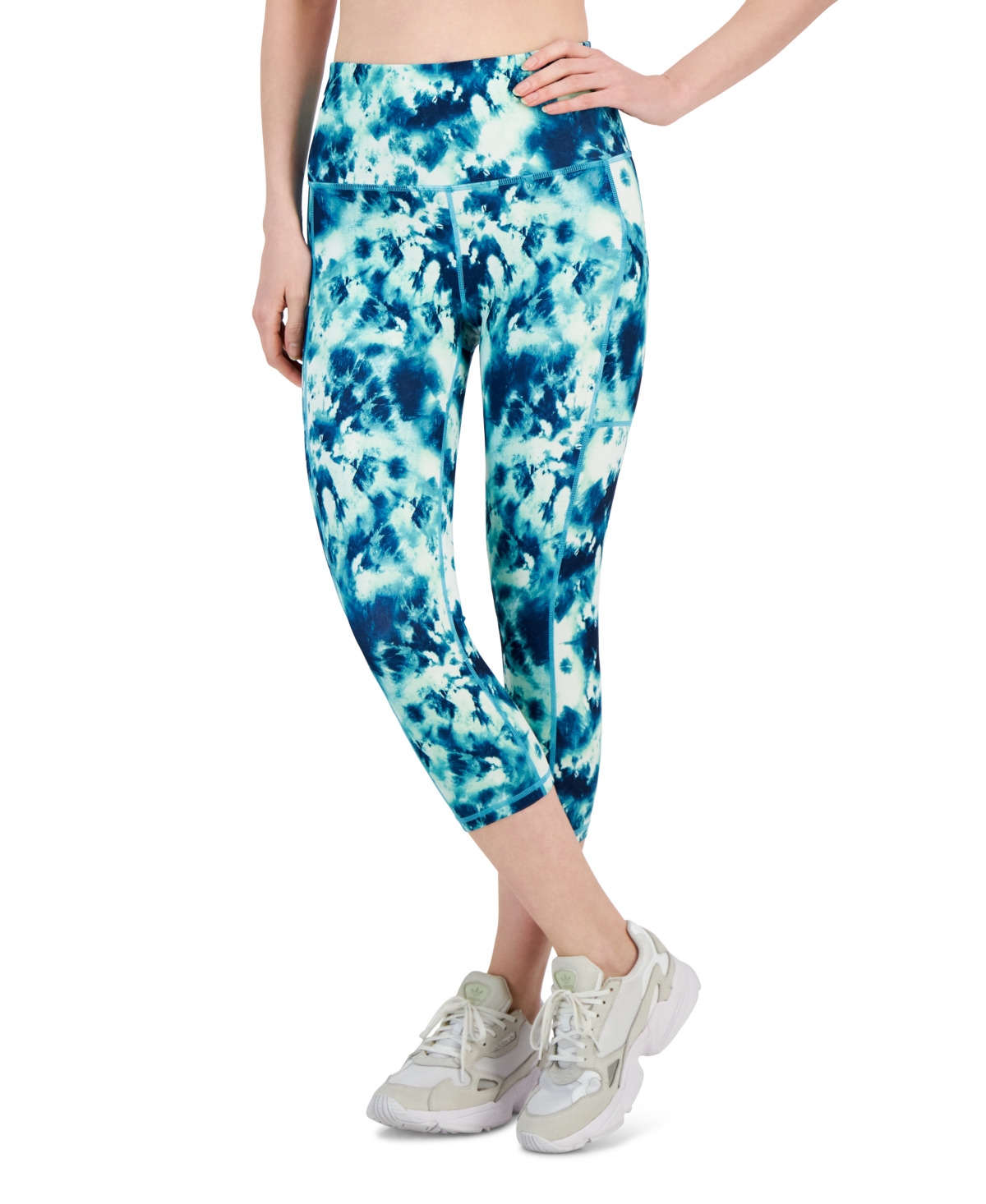 Women's Compression Printed Crop Side-Pocket Leggings, Created for Macy's - Sea Shore