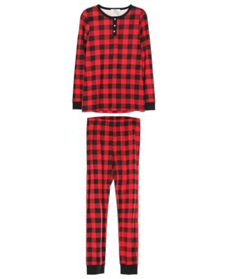 Women's Buffalo Plaid Long Sleeve Tapered Bottom 2 Piece Pajama Set
