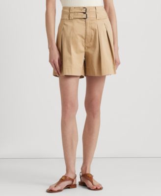 Lauren Ralph Lauren - Women's Pleated Sateen High-Rise Shorts